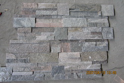 pink color quartzite stacked stone