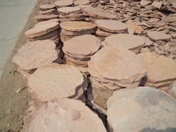 red sandstone step paving