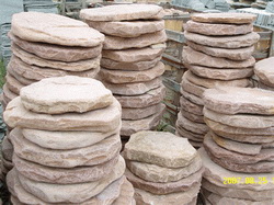 red sandstone step paving